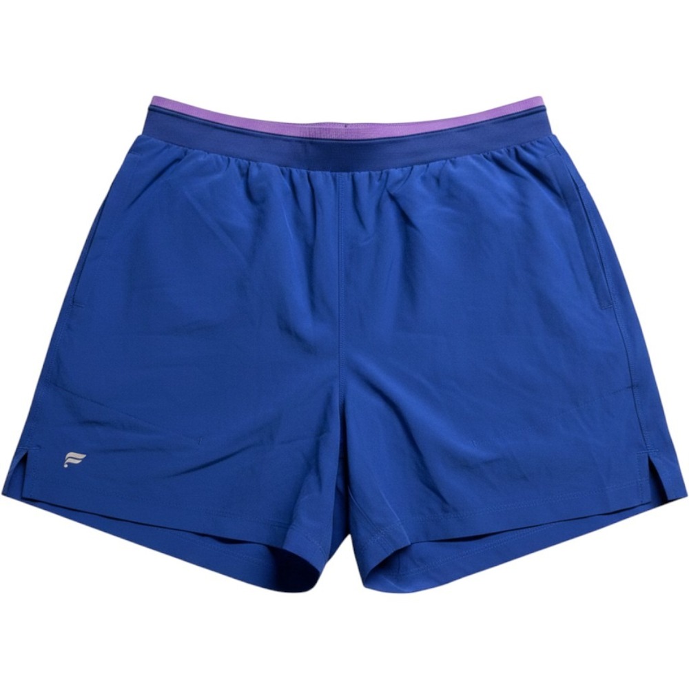 Fabletics Mens Royal Blue Athletic Running Shorts Purple Waistband Large Gym